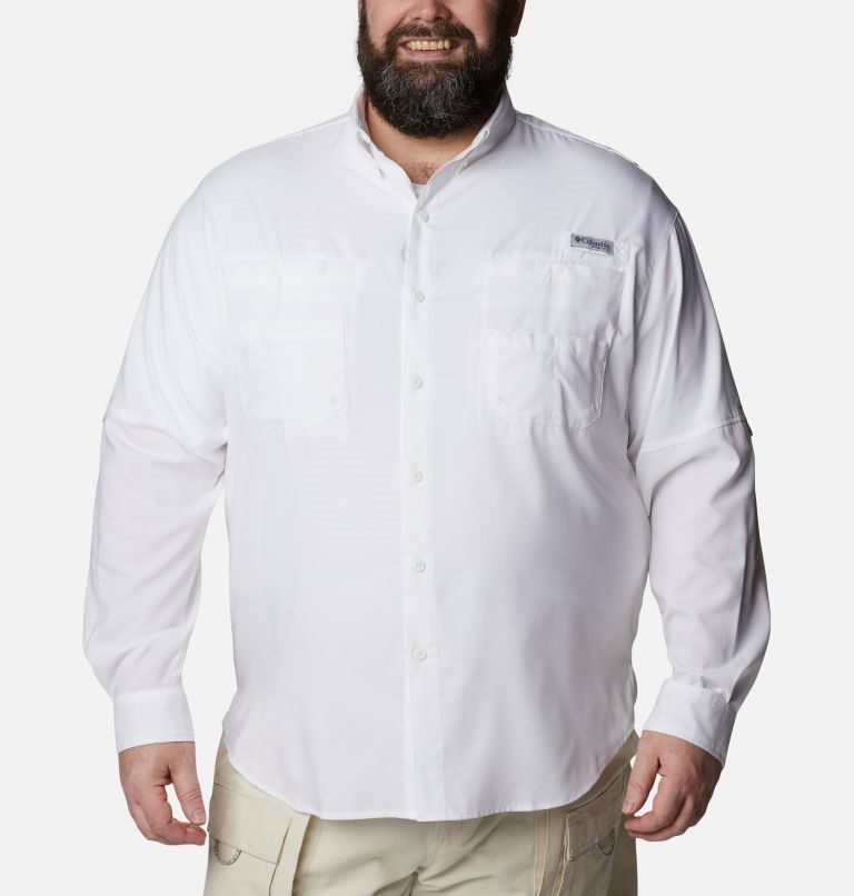 Men\'s Columbia PFG Tamiami II Long Sleeve Shirts White | Plus Size CA-WC64A